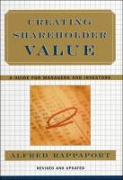 Cr&eacute;er la valeur actionnariale