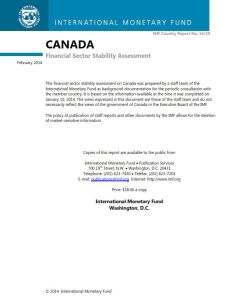 Canada &ndash; Financial Sector Stability&nbsp;Assessment