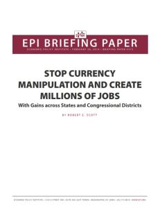 Stop Currency Manipulation and Create Millions of Jobs