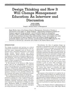 Design Thinking and How It Will Change Management Education