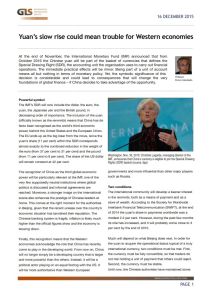 Yuan&rsquo;s Slow Rise Could Mean Trouble for Western Economies