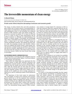 The Irreversible Momentum of Clean Energy