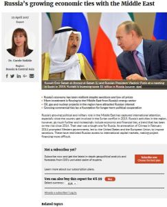 Russia&rsquo;s Growing Economic Ties with the Middle East