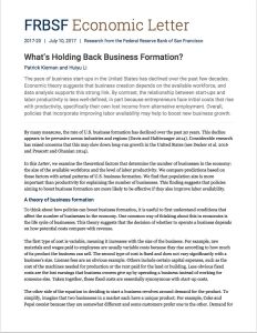 What&rsquo;s Holding Back Business Formation?