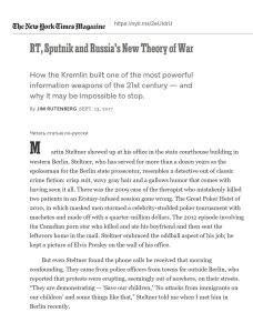 RT, Sputnik and Russia&rsquo;s New Theory of War