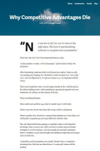 Why Competitive Advantages Die