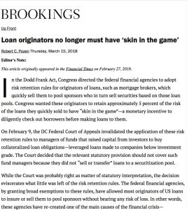 Loan originators no longer must have &lsquo;skin in the game&rsquo;