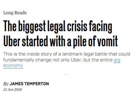 The Biggest Legal Crisis Facing Uber Started with a Pile of Vomit