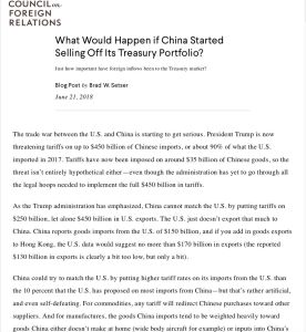 What Would Happen If China Started Selling Off Its Treasury Portfolio?