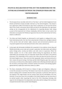 Political Declaration Setting Out the Framework for the Future Relationship Between the European Union and The United Kingdom