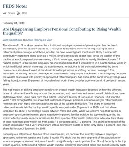 Are Disappearing Employer Pensions Contributing to Rising Wealth Inequality?