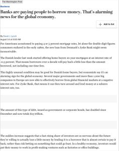 Banks are paying people to borrow money. That&rsquo;s alarming news for the global economy.