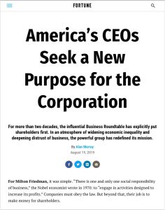 America&rsquo;s CEOs Seek a New Purpose for the Corporation