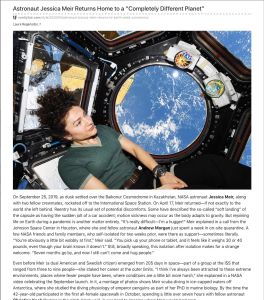 Astronaut Jessica Meir Returns Home to a &ldquo;Completely Different Planet&rdquo;