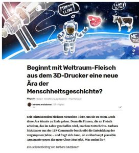 Beginnt mit Weltraum-Fleisch aus dem 3D-Drucker eine neue &Auml;ra der Menschheitsgeschichte?