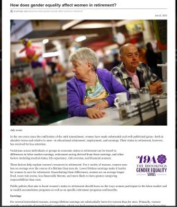 How Does Gender Equity Affect Women in Retirement?