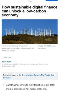 How sustainable digital finance can unlock a low-carbon economy