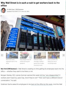 Why Wall Street is in such a rush to get workers back to the office