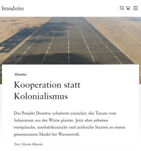 Kooperation statt Kolonialismus