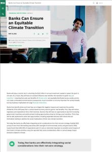 Banks Can Ensure an Equitable Climate Transition