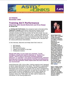 Training Ain&rsquo;t Performance