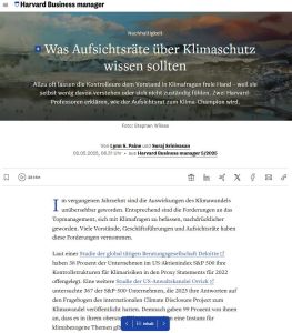 Was Aufsichtsr&auml;te &uuml;ber Klimaschutz wissen sollten