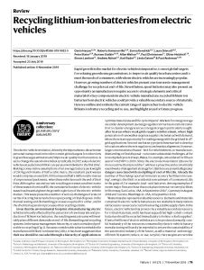 Recycling Lithium-Ion Batteries from Electric Vehicles