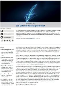 Das Ende der Wissensgesellschaft